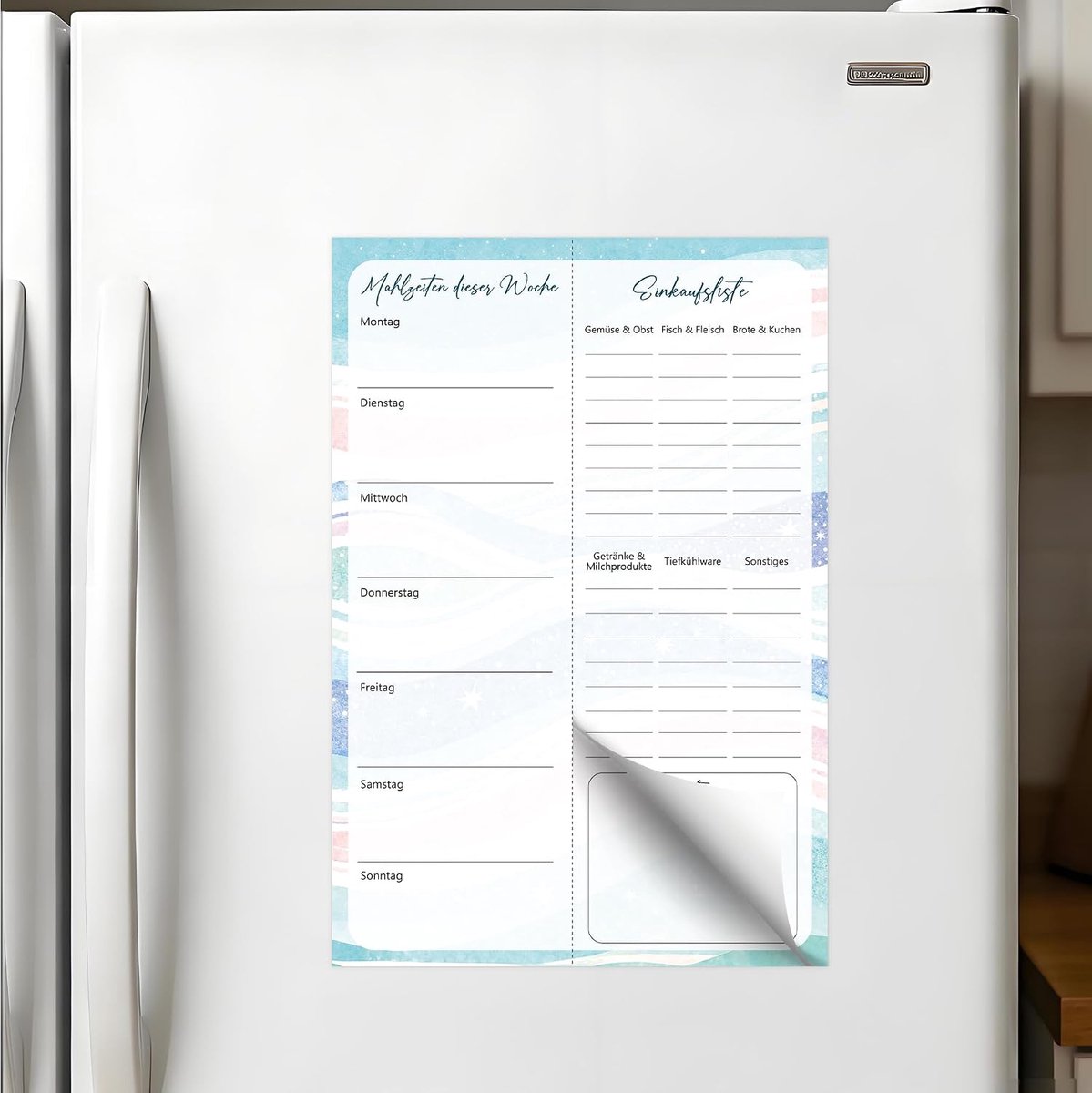 Menuplanner met boodschappenlijstje om af te scheuren, magnetisch, DIN-B5-blok, 50 vellen, eetplanner, weekplanner, oneindig eetplan, eetplan voor de hele week