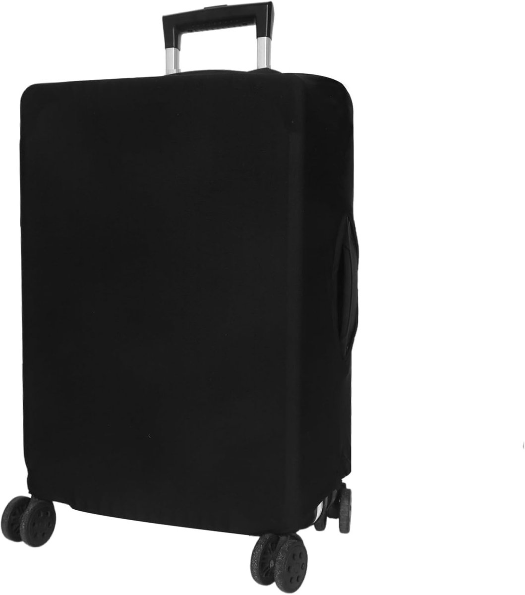 Kofferbeschermhoes, herbruikbare elastische kofferhoes, kofferbeschermhoes, stofdicht, verdikt, zeer elastisch weefsel, kofferbeschermhoes L, met 1 bagagelabel (56-61 cm), zwart, Large, commerciële