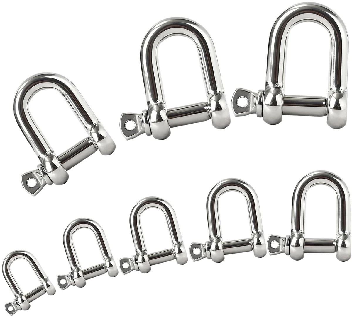 stalen schakelslot, 6 mm D-ring schroefbooganker voor marine boot, kettingen beugel met pin voor tikeling staalkabel, staalkabel, koorden (12 stuks)