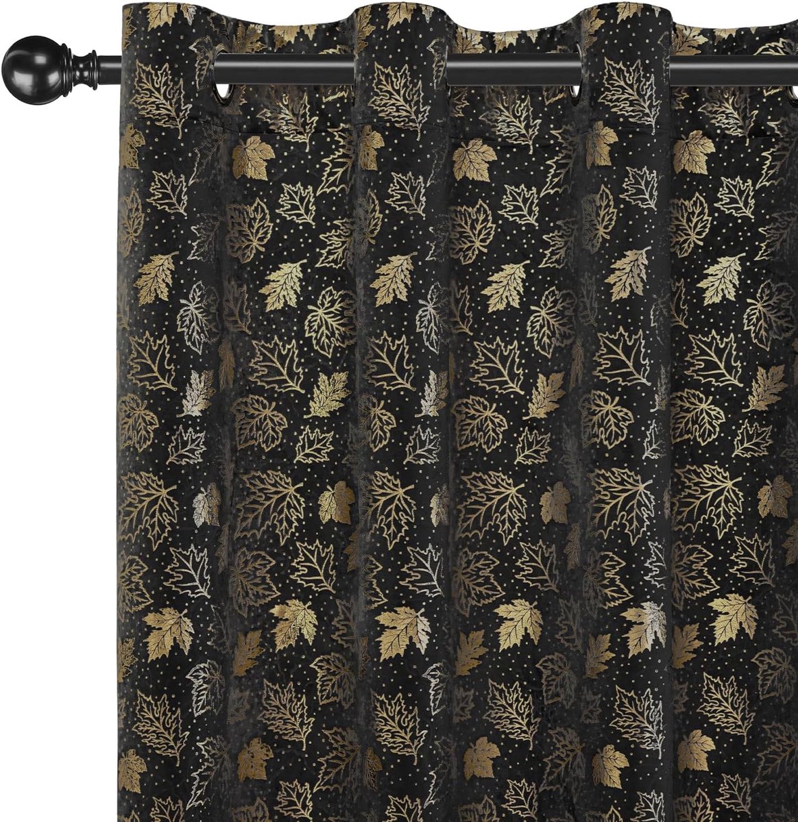 Gordijnen Set Van 2, 140x245cm, Ondoorzichtig Warmte-Isolerende Thermische Gordijnen Met Ringen, Geluidsbescherming, Voor Slaapkamer Woonkamer, Zwart