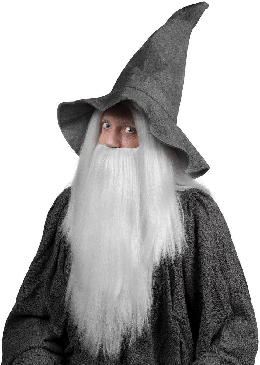 Witte tovenaar pruik met baard - Carnavalskostuum pruik & baard