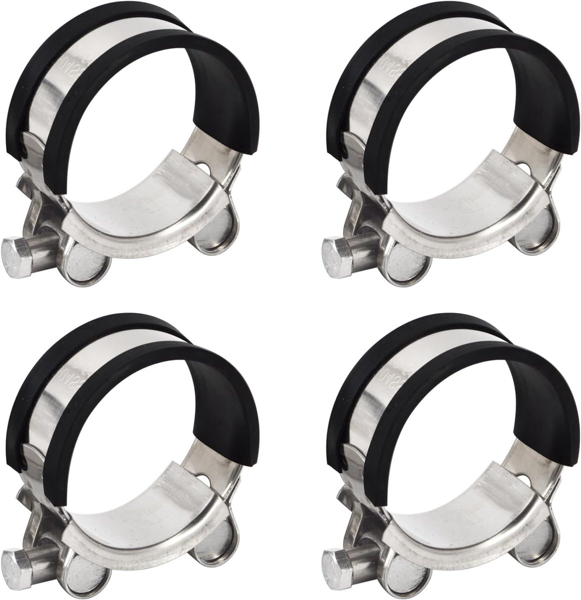 304 roestvrijstalen T-bout slangklemmen met rubber, zwaar belastbare verstelbare buisbuisklemmen (29-31 mm, 4 stuks)