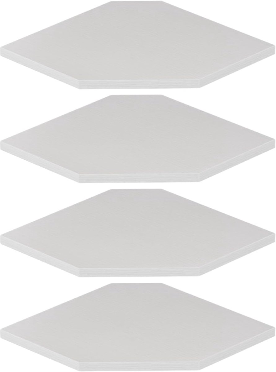 Hoekrek, 30 cm hoekrek, wandmontage met draadgat, 4 etages, 33,7 cm diepte, houten hoekrek voor wandopslag, voor luidsprekers, kabelbox, wit
