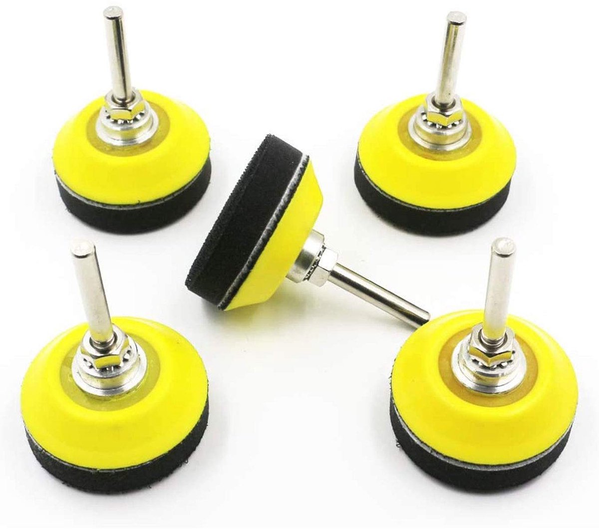 50mm Polijstschijf, 5 Stuks Polijstpadadapter, 50 mm Klittenband-Schuurschijf met booradapter, Slijpen Polijstpad, Haak en Lus, Polijstschijf voor Boormachine