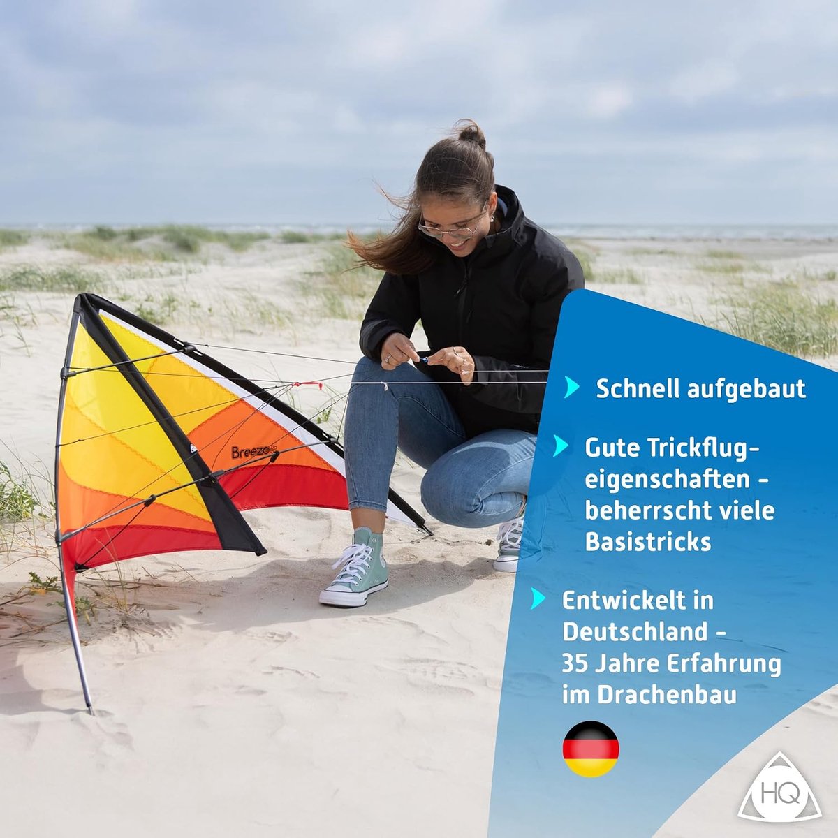 Vlieger voor kinderen en volwassenen 82 x 170 cm - ripstop polyester - ideaal voor lichte wind - SnelShoppen