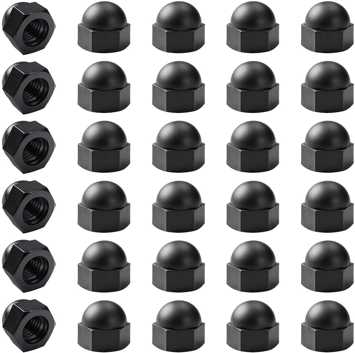 30 Stuks M8 Zwart Nylon Dopmoeren, Dopmoeren Hoge Vorm, Koepeldopmoer, voor Bouten