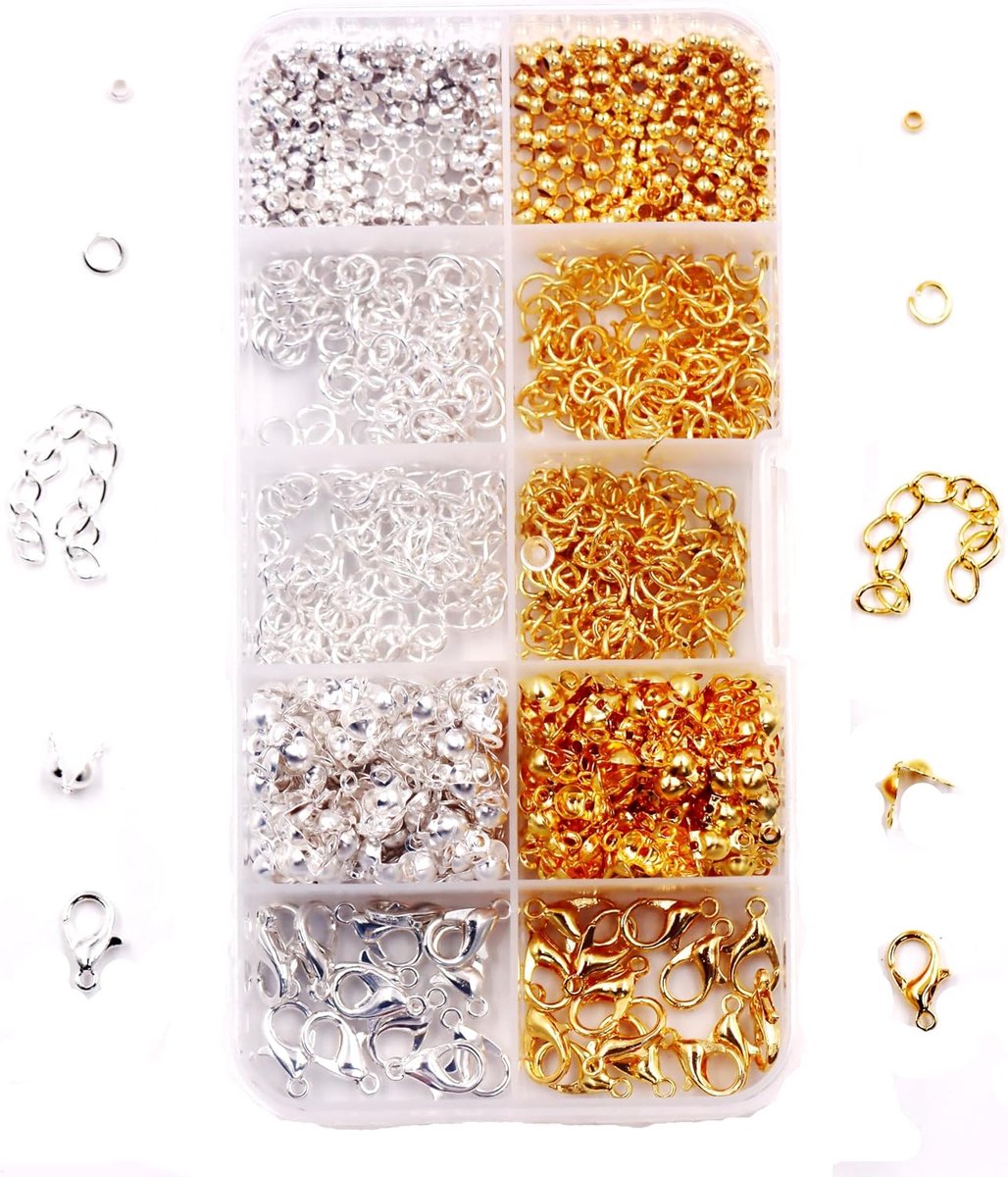 Sieradenonderdelen Kit met voor sieraden maken, open springringen en kreeft sloten met tang voor armbanden Kettingen Makin, A2 Gewone Kwaliteit