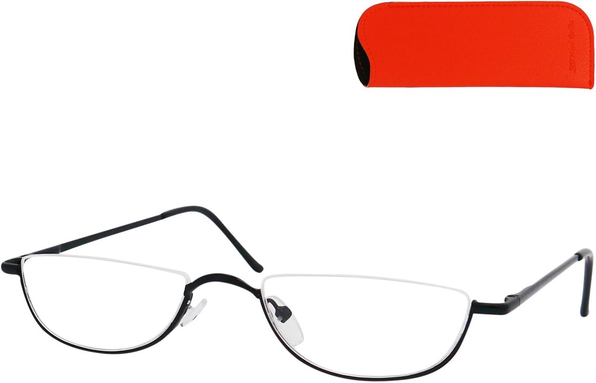 Metalen Leesbril – Halfrand RVS Frame met Flexscharnier + Etui