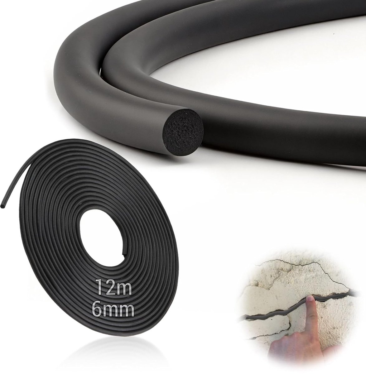 rond snoer, 12 m voegen, afdichtsnoer Ø 6 mm voegafdichtsnoer voor voegen voor plafonds, muren, gaten, deuren en ramen