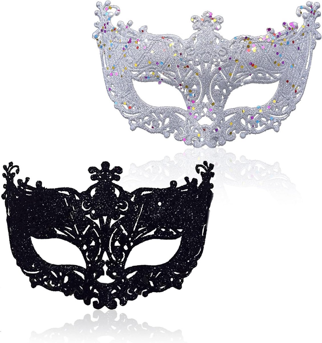 Masquerade mask zwart en zilver - filigree design - opvallende kerstmasker - ideaal voor bal - SnelShoppen