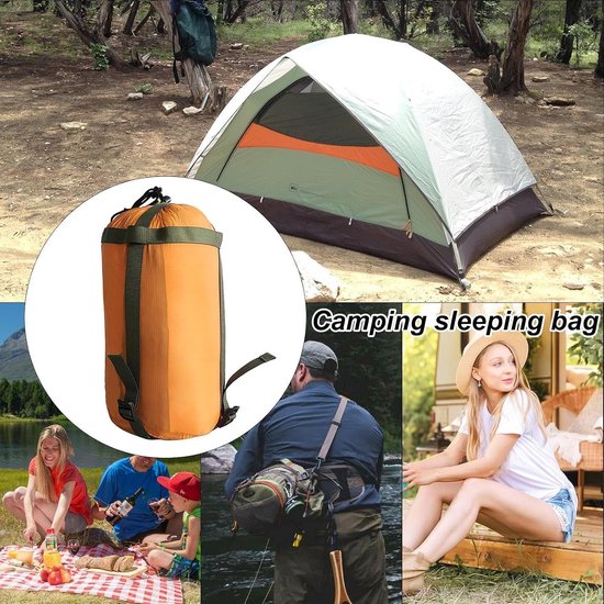 Slaapzak Opbergzak - Compressiehoes Backpackzak - Kamperen en Reizen - Scheurbestendig Waterdicht - 18 x 38 cm - Oranje — afbeelding 4