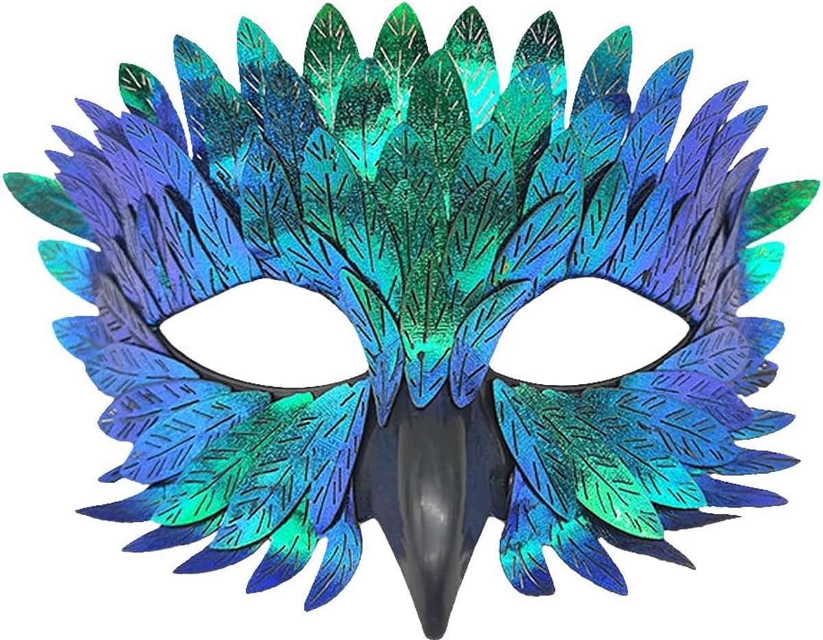 Venetiaans masker voor mannen en vrouwen - elegant kleurrijk - featuring veren - perfect voor carnaval - SnelShoppen