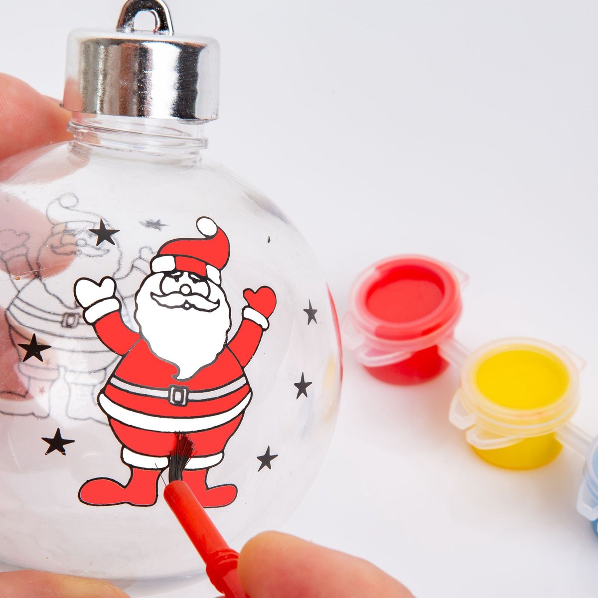 Beschilderbare kerstboomversiering - bol + verf en penseel - 80 mm 1 Stuks [58573]