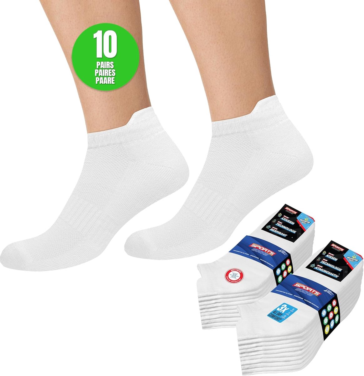 Ankelsokken voor mannen en vrouwen - laag model - set van 10 - comfortabele sportkousen - ShopVlot