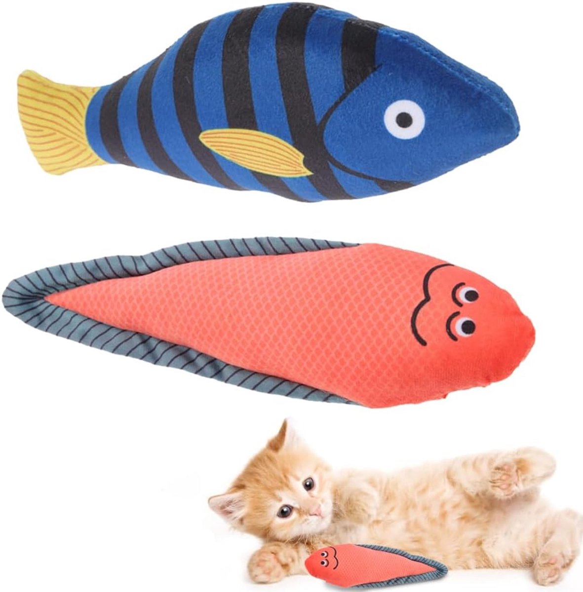 Kattenkruid Speelgoed - Bel Speeltjes - Spelen en Kauwen - Wasbaar Materiaal - 2 Stuks - Multicolor