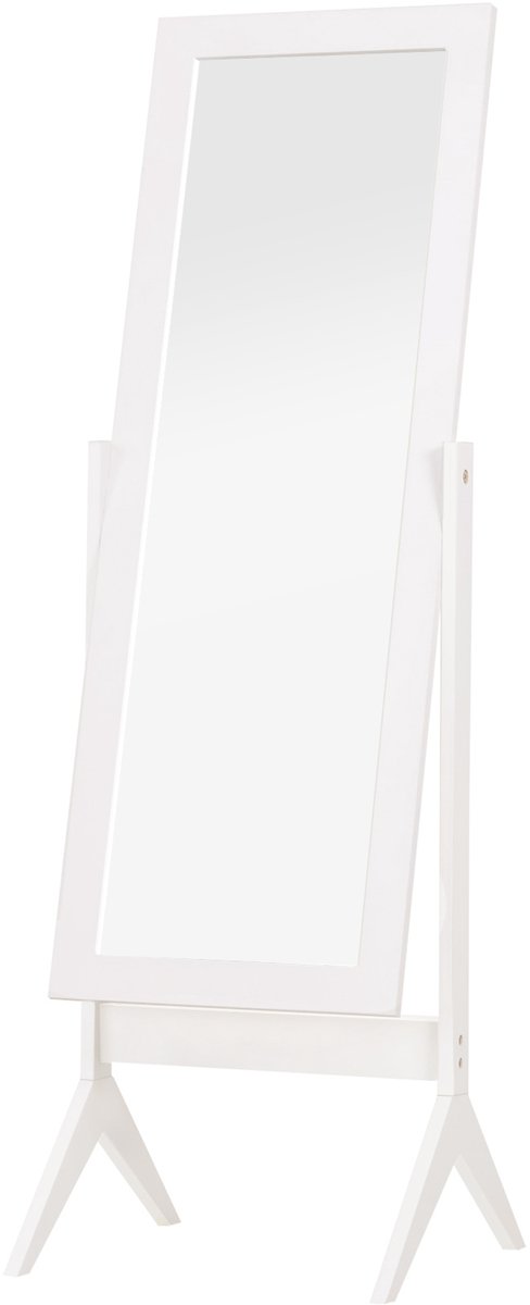Staande spiegel - grote spiegel met verstelbare kantelhoek - 47L x 46B x 148H cm - wit