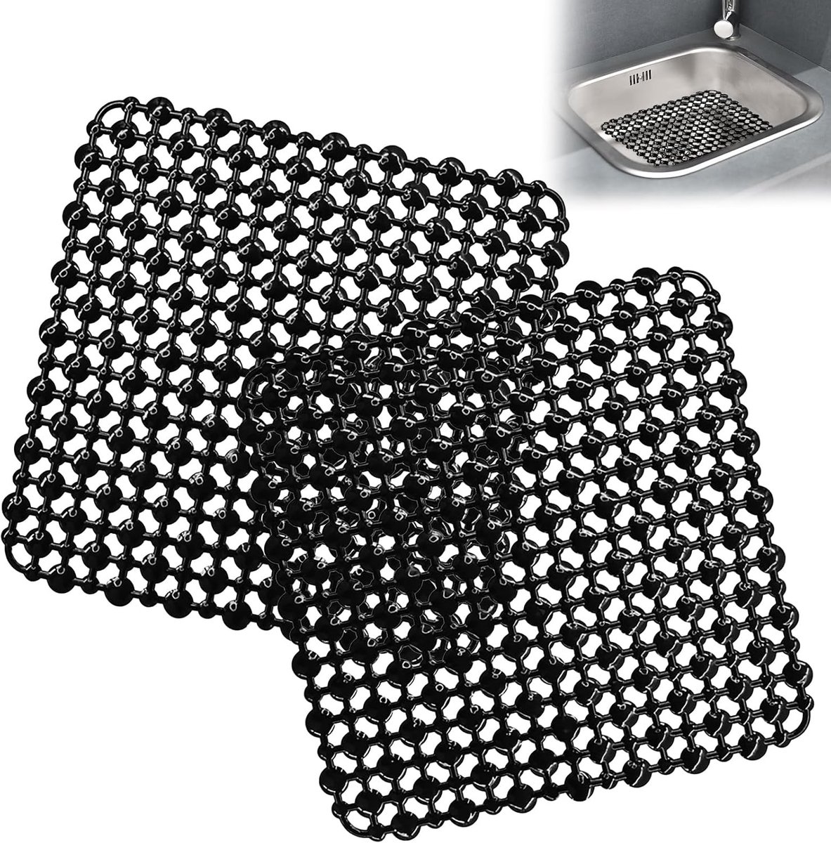 Afvoer Mat 2 Stuks - Siliconen Antislip - Perforatie voor Afvoer - Bescherming voor de Gootsteen - ShopVlot