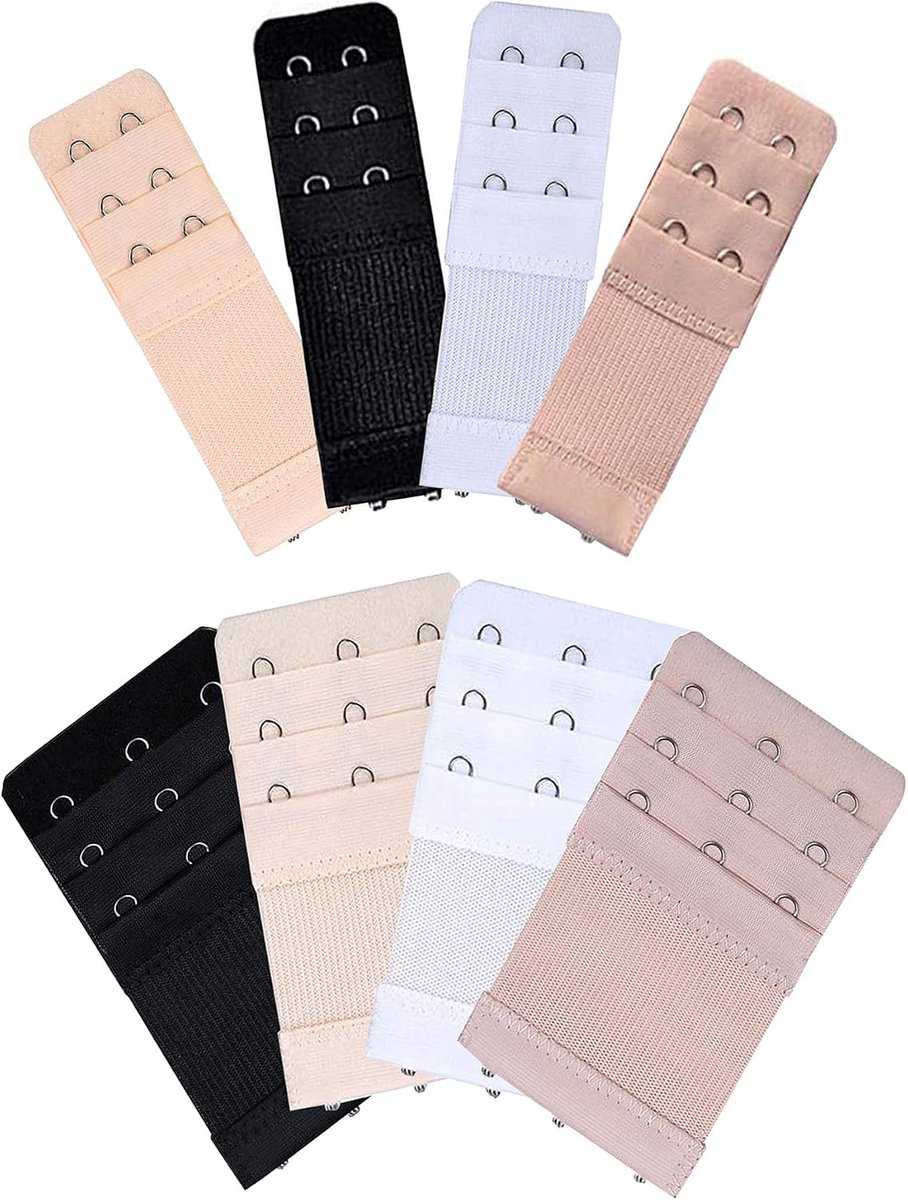 Brahulpstukken Pack van 8 - Zacht, 3 Rijen, 2 Haakjes - Elastisch, Geschikt voor Vrouwen - Ideaal voor Extra Comfort - ShopVlot