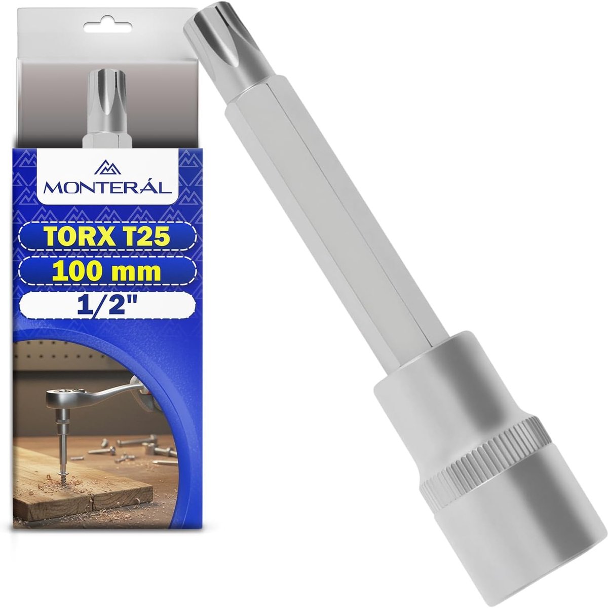 Steeksleutel Torx T25 x 100 mm - S2-staal en vanadium chroom - 1/2 inch vierkante aandrijving - ShopVlot