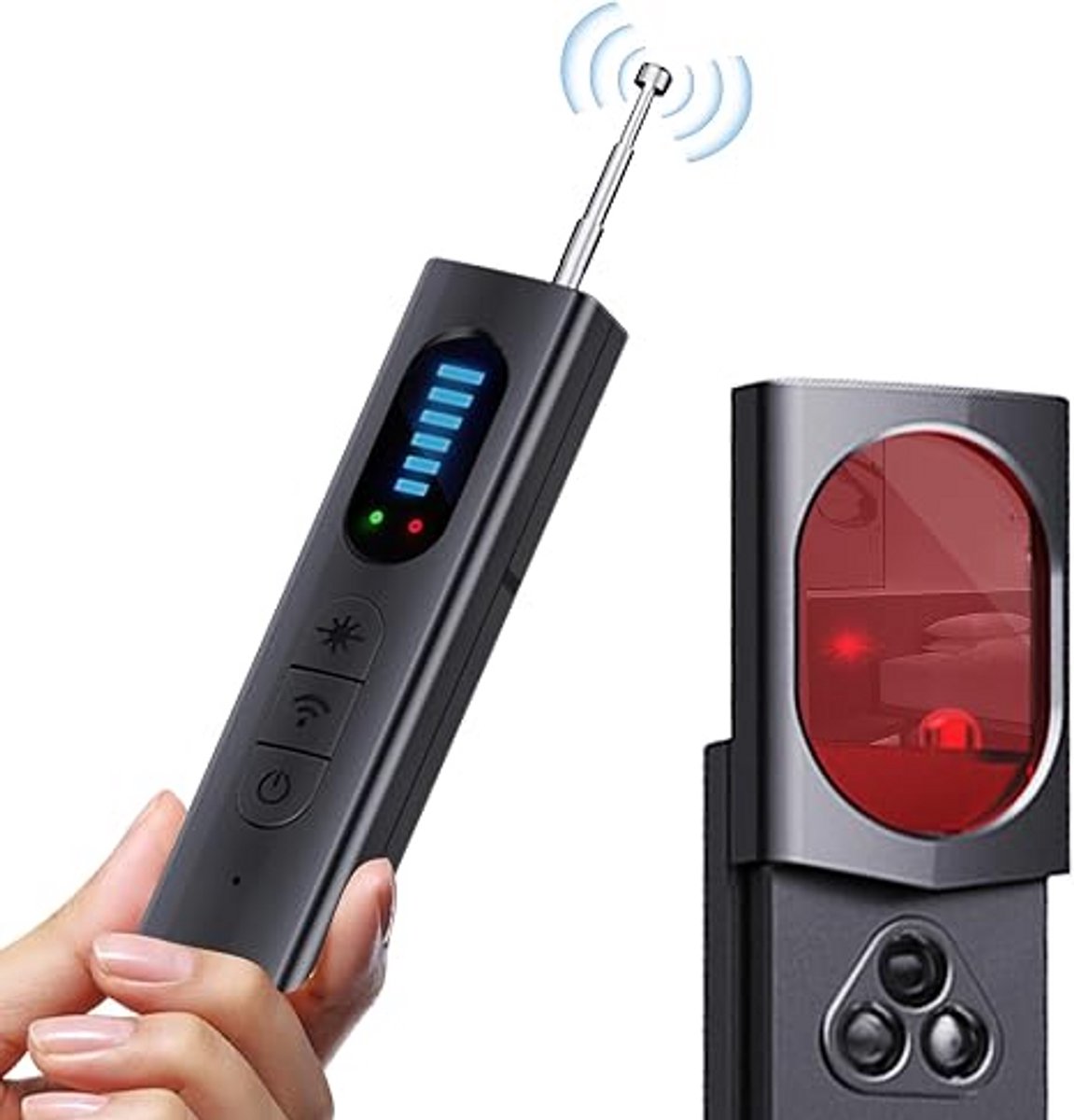 Verborgen camera detector - Camera detector - Infraroodscanner - anti spy detector- Anti-locatie-/afluisterdetector - GPS-trackerdetector - Zwart - Kunststof/Metaal