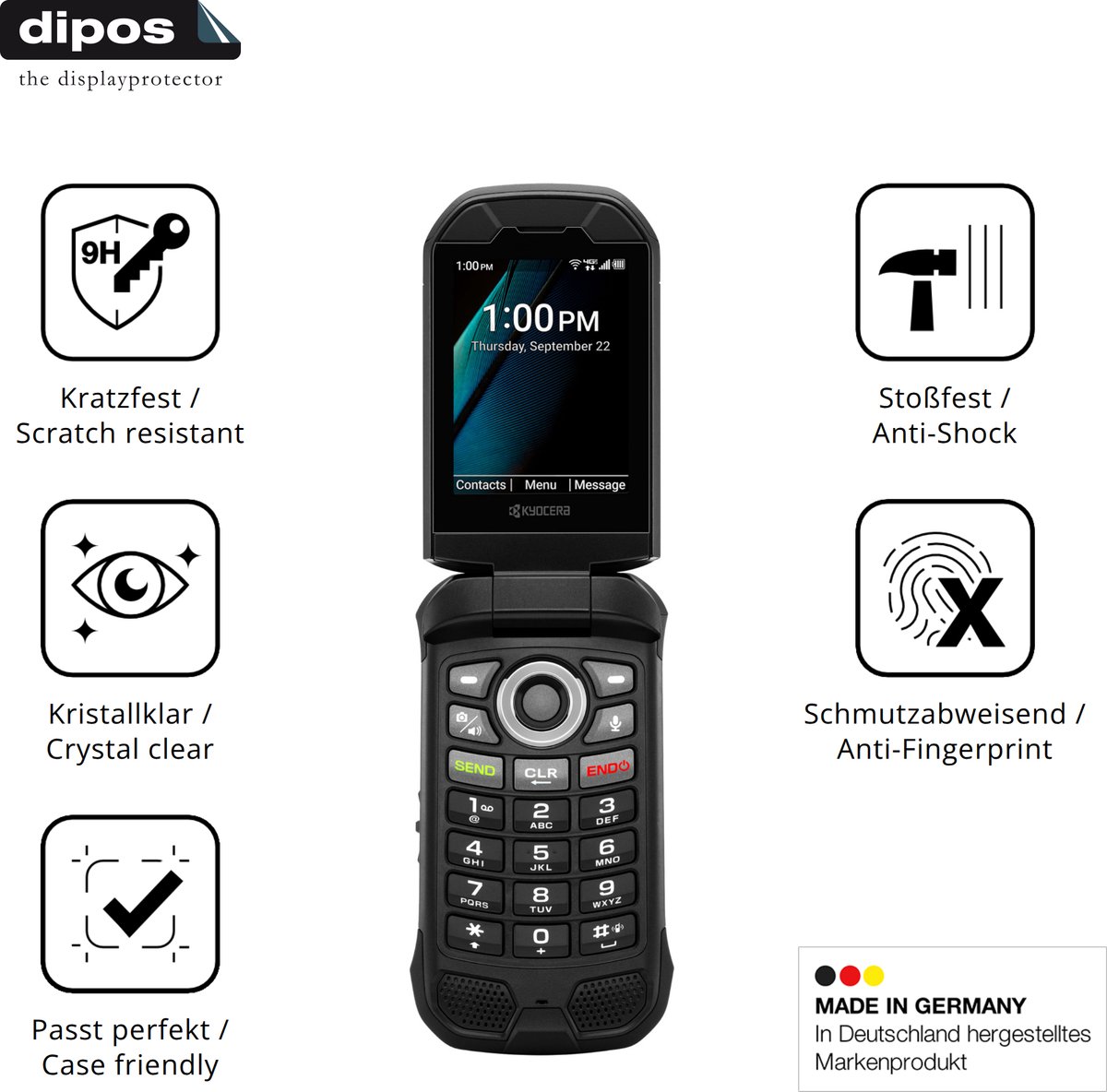 dipos – 2x Pantserfolie geschikt voor Kyocera DuraXV Extreme+ | 9H Screenprotector