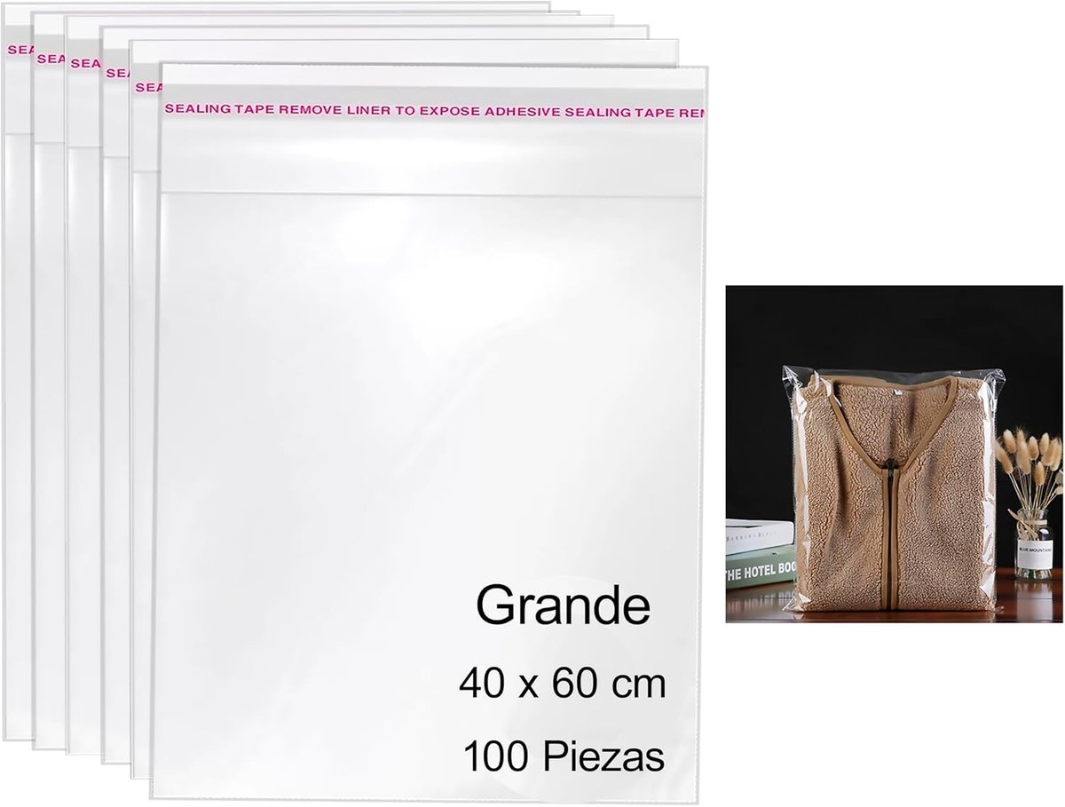 Cellofaanzakjes 40 x 60 cm - transparant - zelfklevend - ideaal voor geschenken - ShopVlot