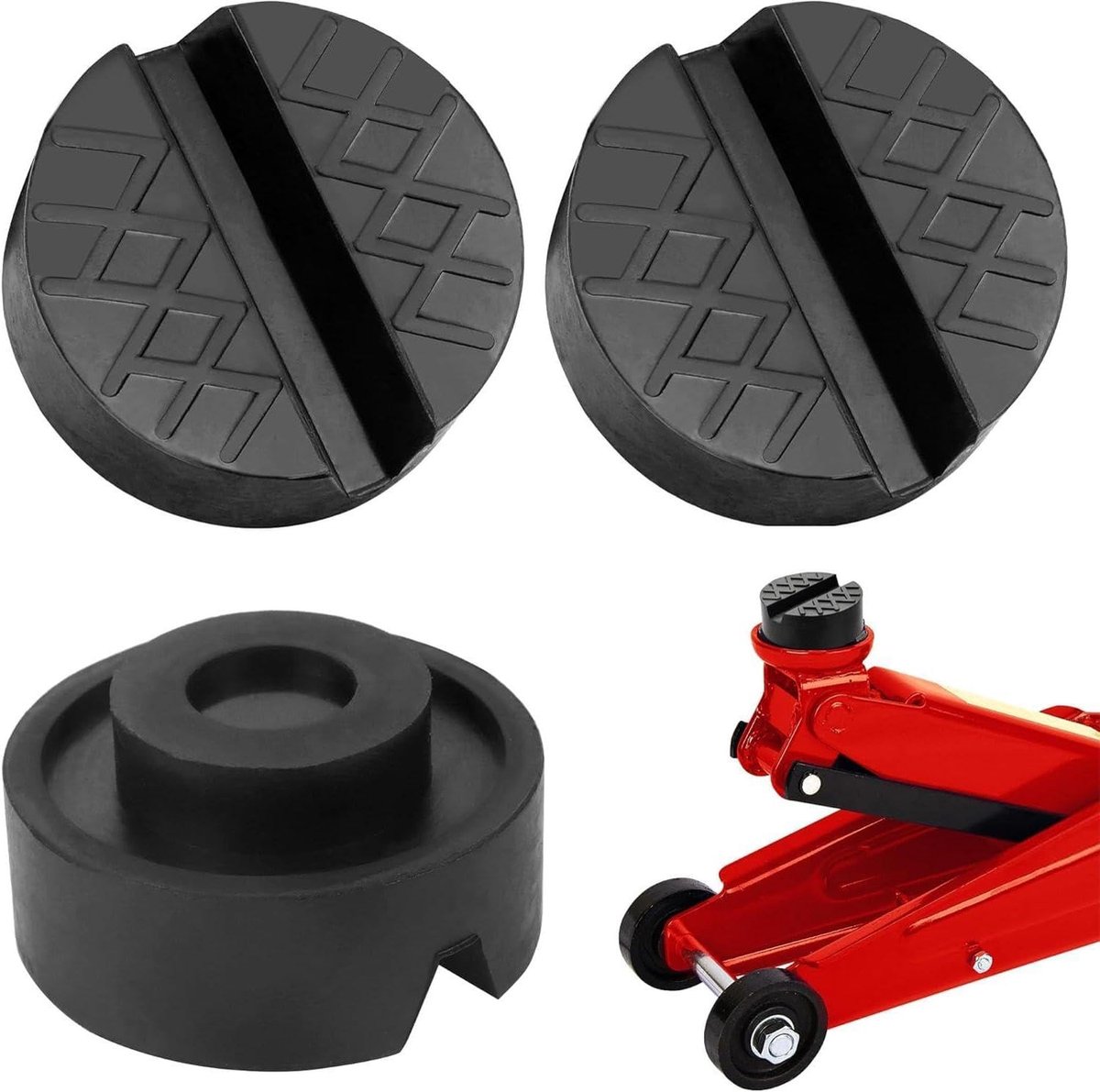 Rubber Pads voor Auto Krik - Universele Rubber Pads met Groeven - 3 Stuks - Beschermt uw voertuig - SnelShoppen