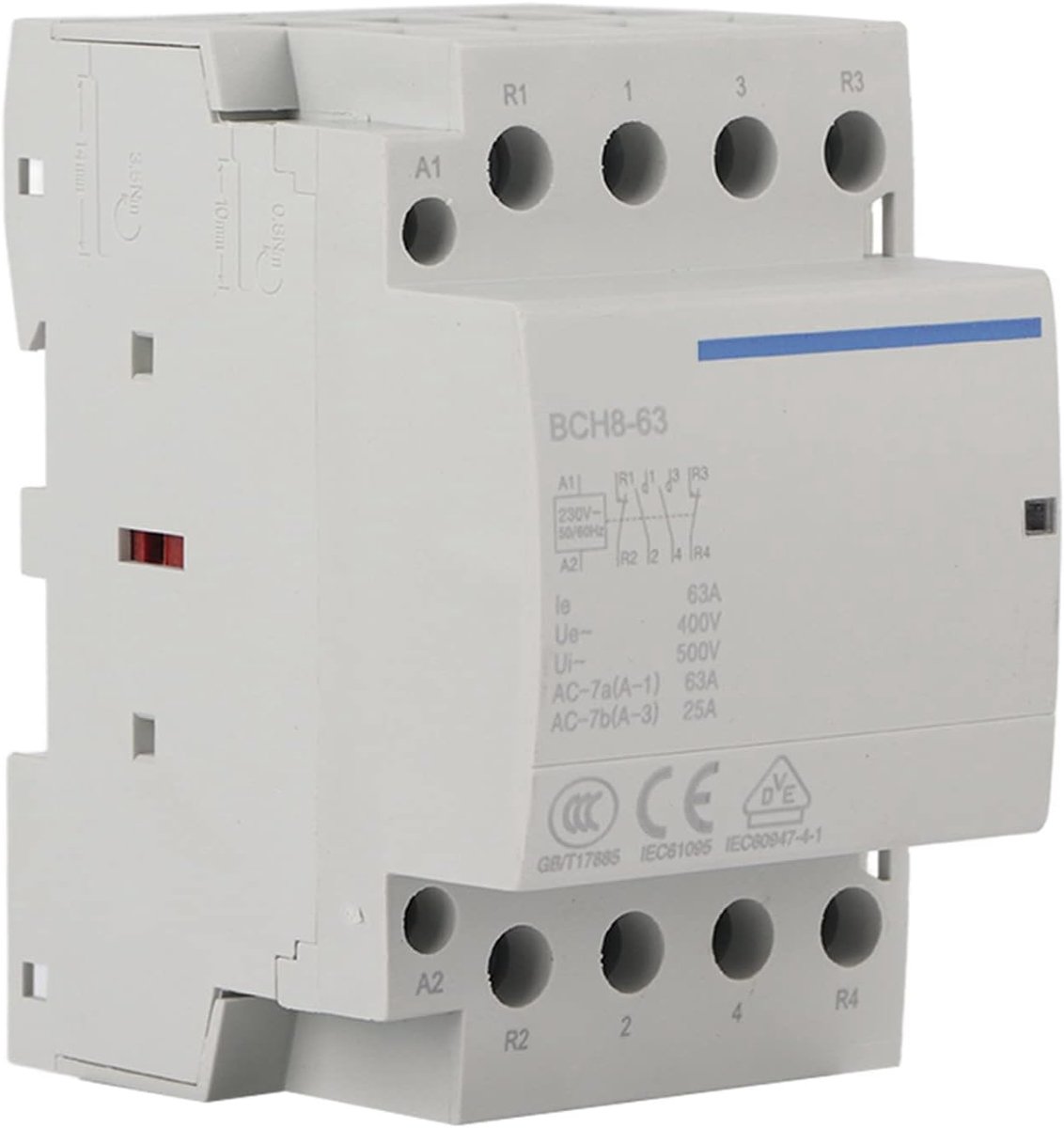 230V AC Schakelaar 4-polig - 2NO 2NC - 63A 50Hz 60Hz - Eenvoudig te monteren - SnelShoppen