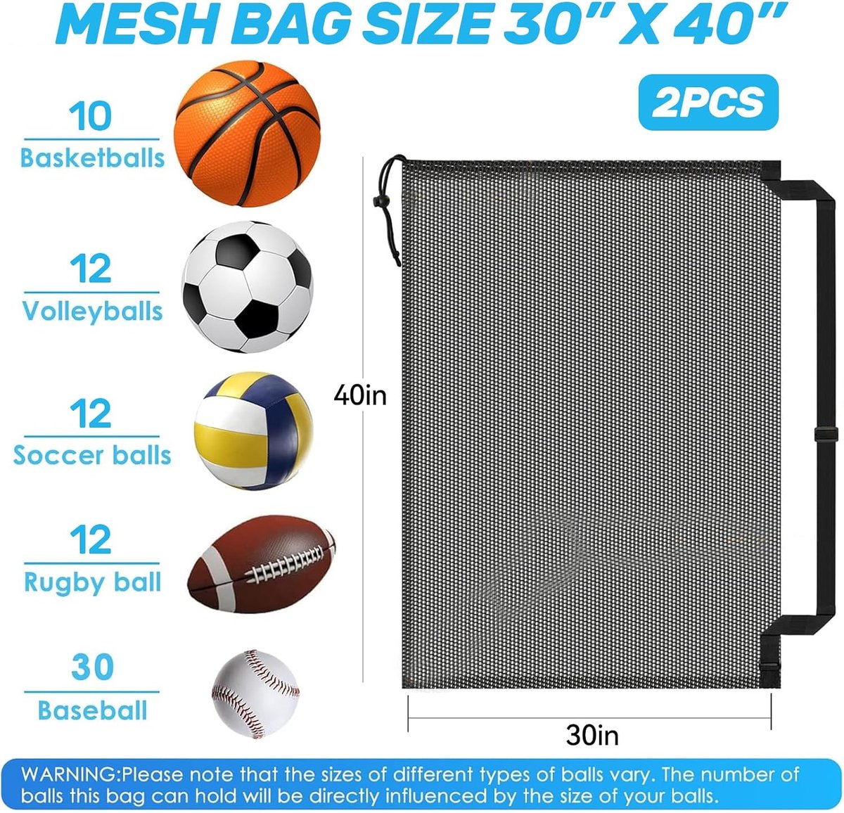 Balnet 2 stuks - polyester mesh - ademend - ideale netbaltas voor basketballen - SnelShoppen