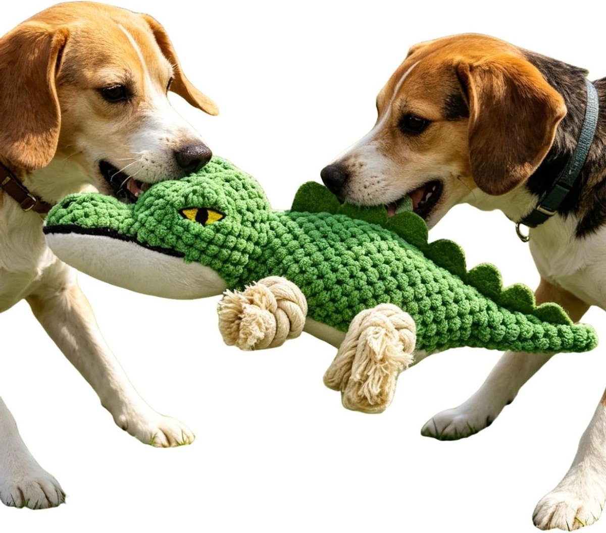 Hondenspeelgoed Krokodil - Pluche Kauwspeelgoed - Interactief Spelen - Met Piepfunctie - 31 cm - Groen