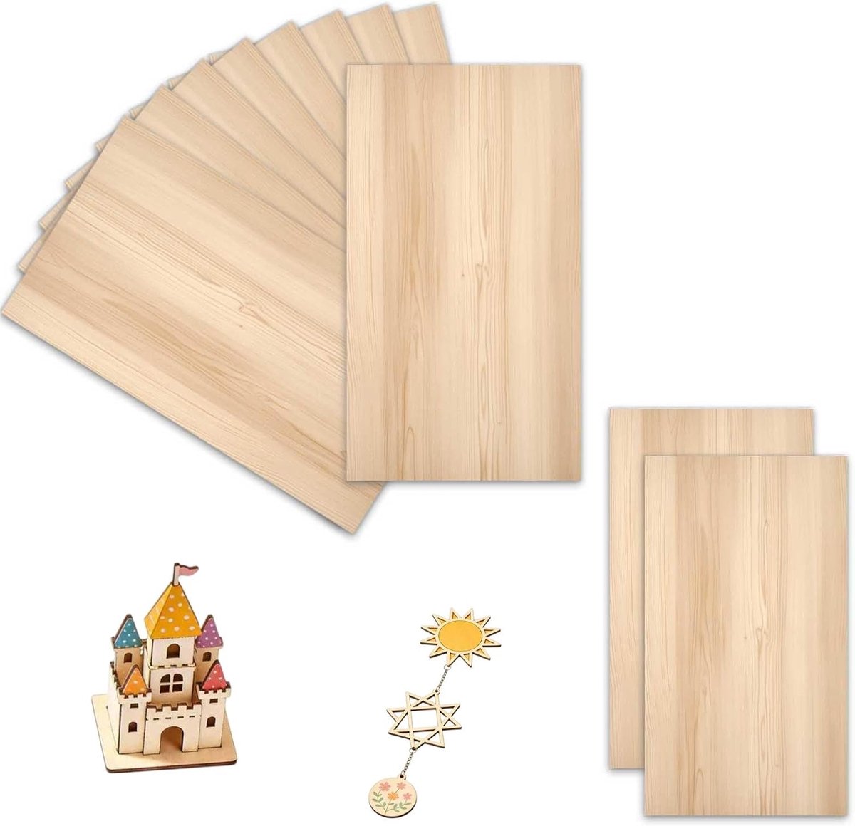 Balsa hout voor creatieve projecten - 12 stuks 3mm gelamineerd - ideaal voor lasergraveren, schilderen en ambachten - SnelShoppen