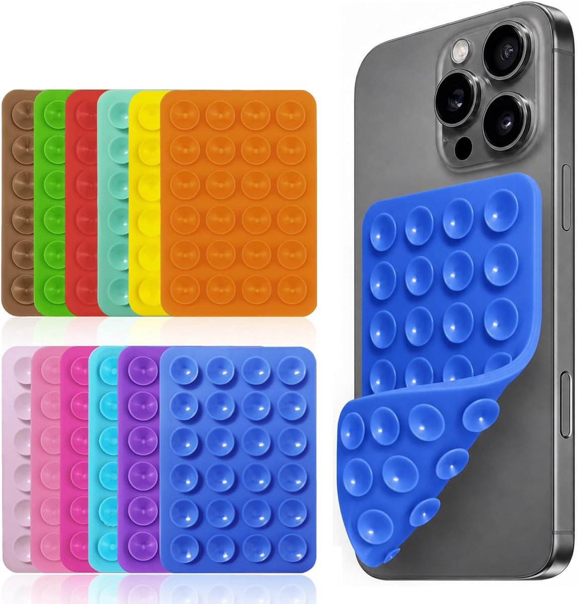 Telefoonzuignappen 12 stuks - Felle kleuren - Diverse varianten - Ideaal voor bevestigen van accessoires - SnelShoppen