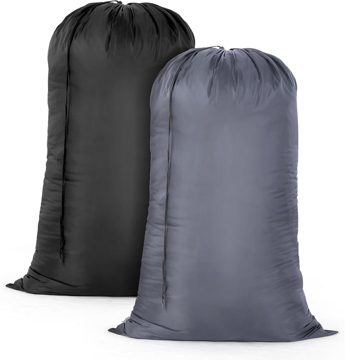 Waszakken groot 70 x 115 cm - Set van 2 - Zwart en grijs - Geschikt voor reizen en thuisgebruik - SnelShoppen