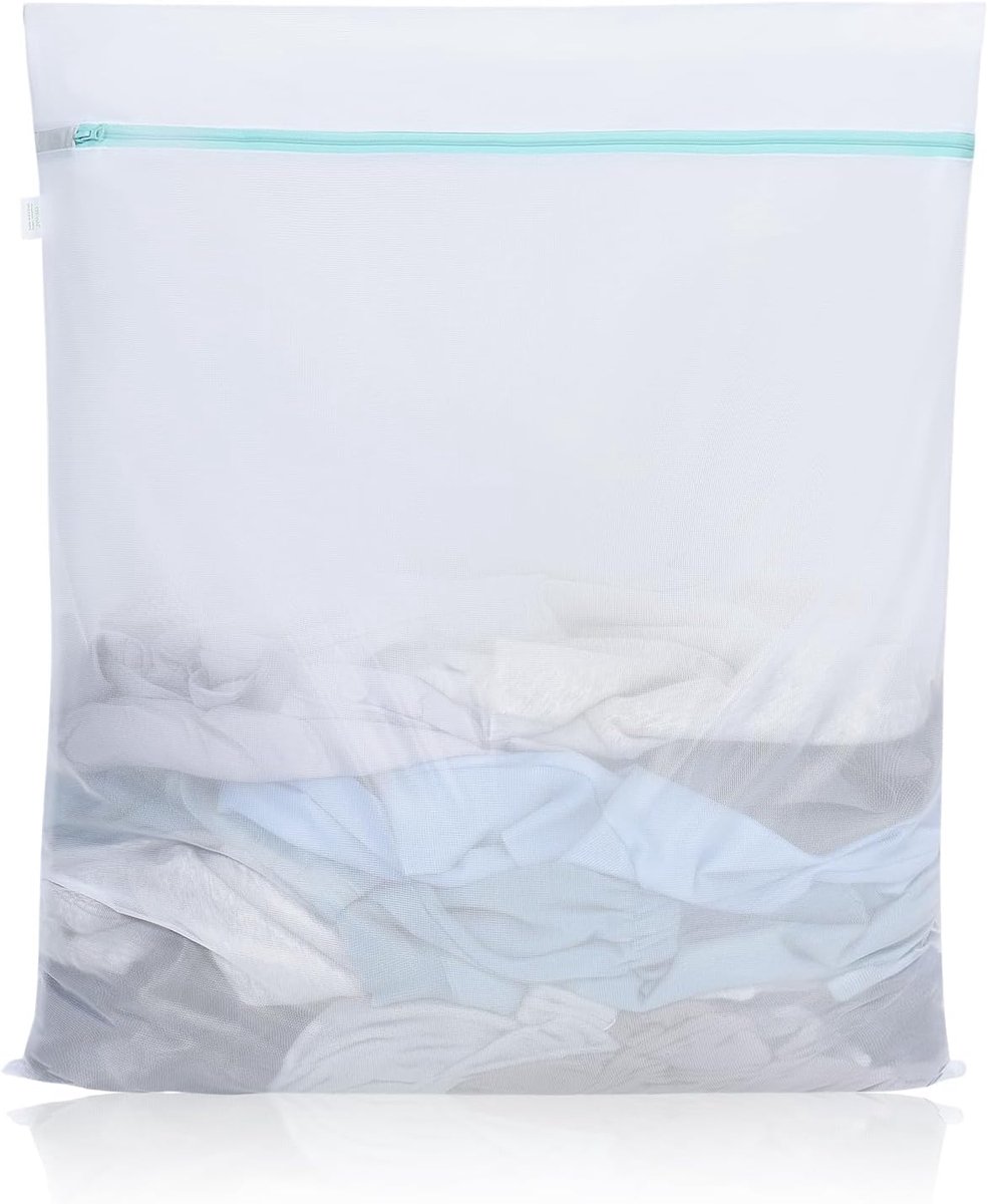 Wasnet 70 x 90 cm - Extra groot wit waszak met rits - Herbruikbaar net voor wasmachine - SnelShoppen