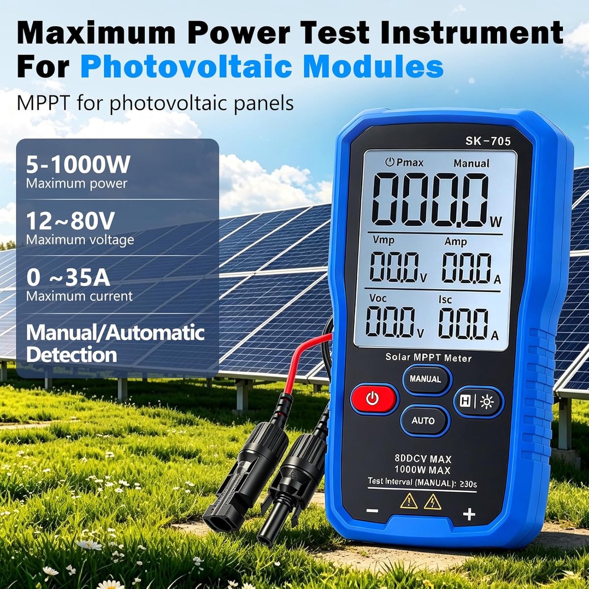 Zonnepaneel tester - MPPT metingen - 80 V meetbereik - ideaal voor installatie en onderhoud - SnelShoppen