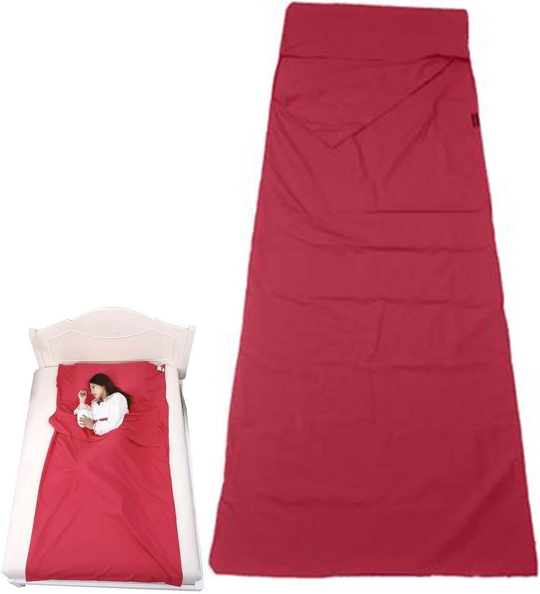 Slaapzak Liner - Reis Laken - Kamperen en Reizen - Extra Breed Ontwerp - 75 x 210 cm - Rood