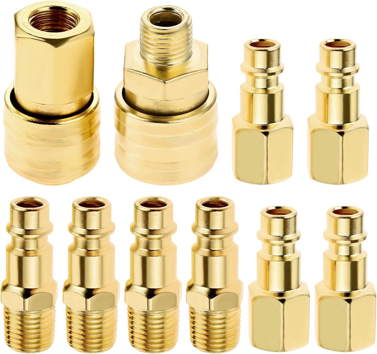 Luchtcompressor fittingen 1/4" BSP - Messing - Snelkoppelingen - Voor luchtleidingen - SnelShoppen