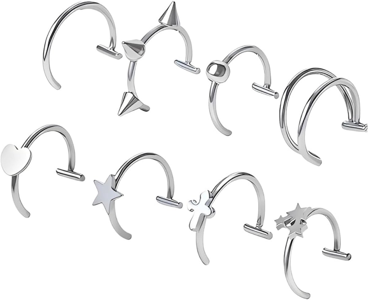 Neuspiercings 20 g - titanium - hypoallergeen - geschikt voor neus en kraakbeen - SnelShoppen