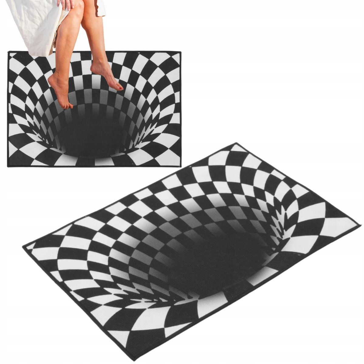 3D Woonkamer Deurmat Illusion Zwarte Gat 60x40cm