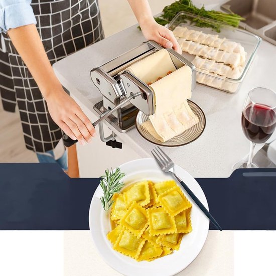 Ravioli Maker - Deegsnijder Pastamaker - Zelfgemaakte Pasta - Verstelbare Dikte - 21 cm - Zilver — afbeelding 5