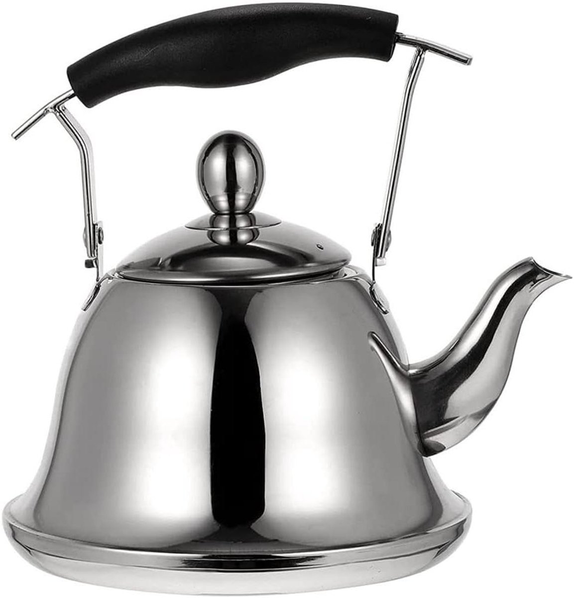 Fluitketel Roestvrij Staal - Waterkoker Theepot - Water Koken - Automatisch Fluitend Geluid - 1L - Zilver