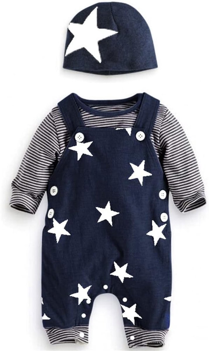 Baby kleding set 3-delig - lange mouwen katoen - gestreept - comfortabel voor elke dag - SnelShoppen