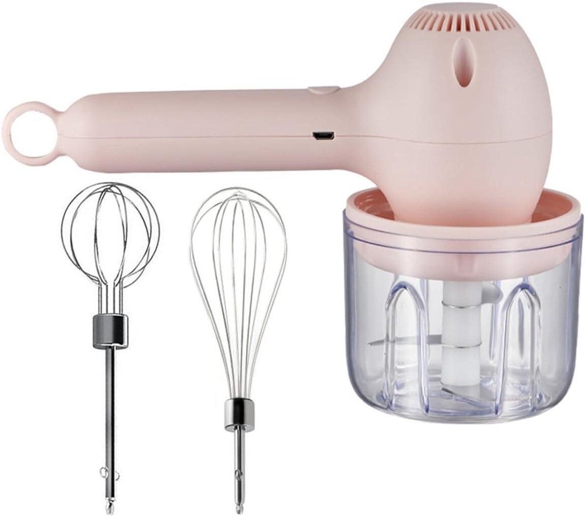 Draadloze Handmixer - Eierklopper USB - Keuken Gemak - Afneembare Koppen - 30W Vermogen - Roze