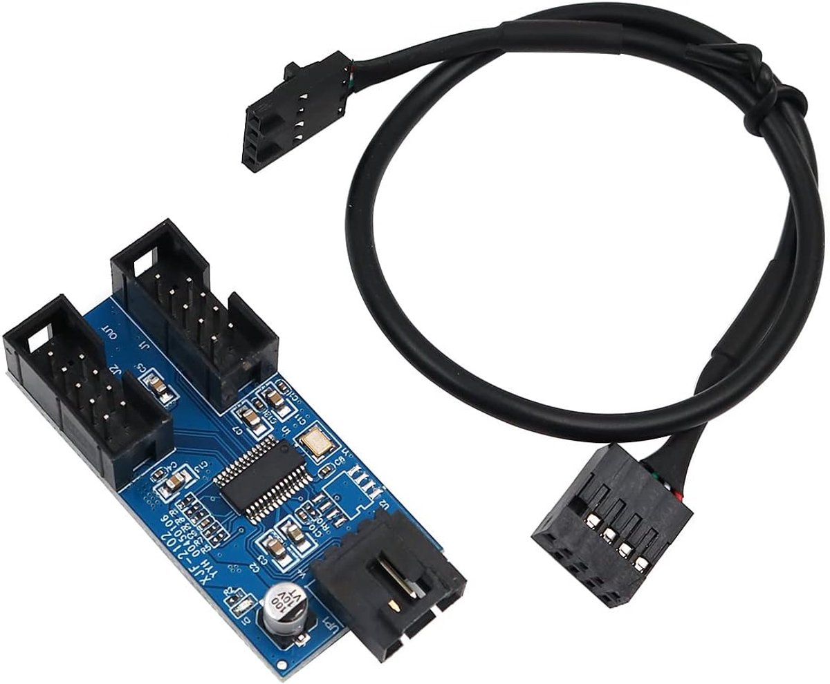 USB 2.0 Splitter 9pin Header - 1 naar 2 Hub Adapter - 30cm Kabel - Eenvoudige installatie - SnelShoppen