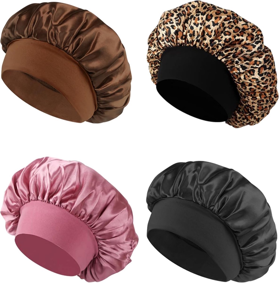 Satin haarbonnet 4 stuks - zijden slaapmuts - haarverzorging - beschermt je haar tijdens het slapen - SnelShoppen