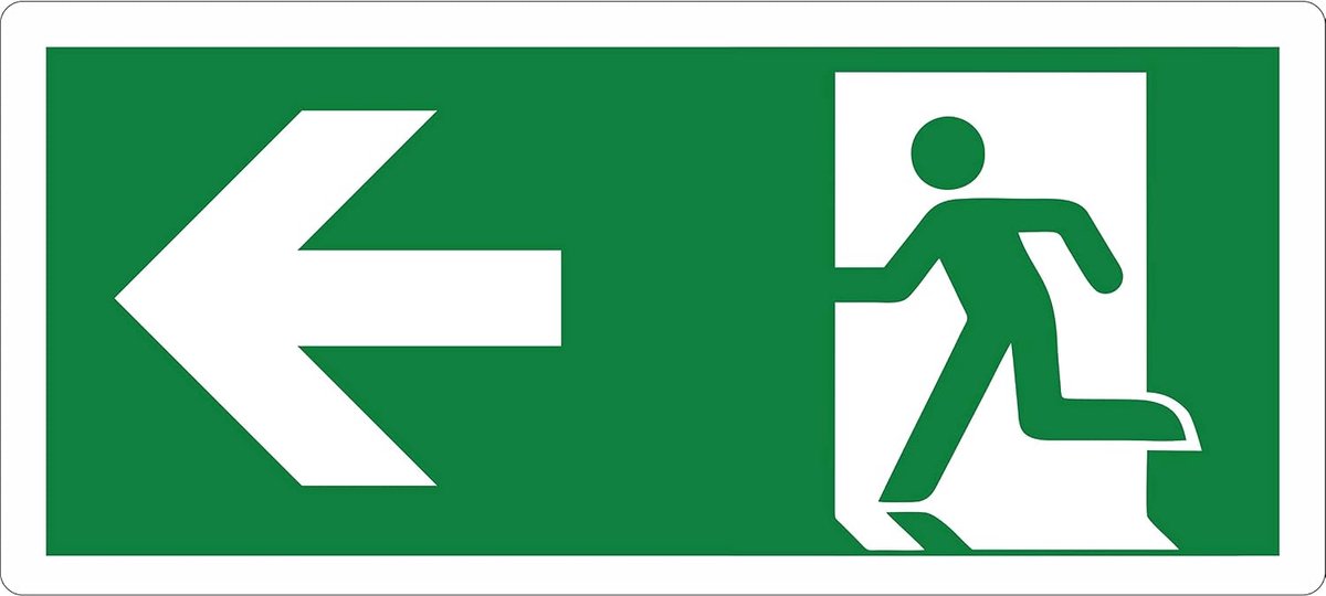 Emergency exit sticker 29 x 13 cm - robuust PVC - weerbestendig - geschikt voor binnen en buiten - SnelShoppen