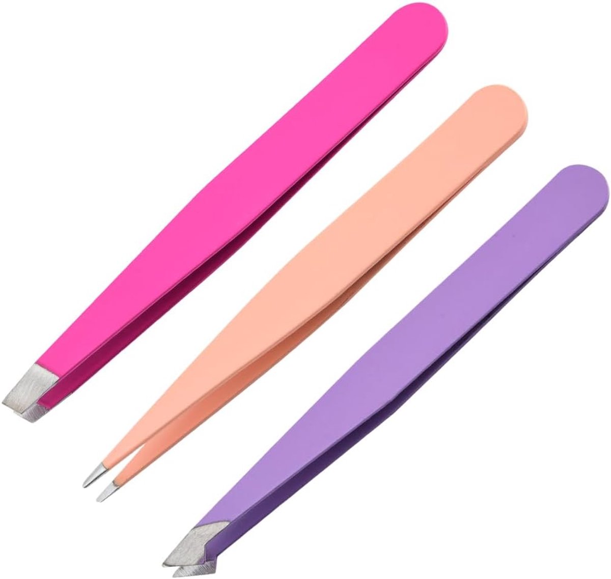 Pincet 3-delige wenkbrauwpincetset - roestvrij staal - antislip ontwerp - nauwkeurige ontharing - SnelShoppen