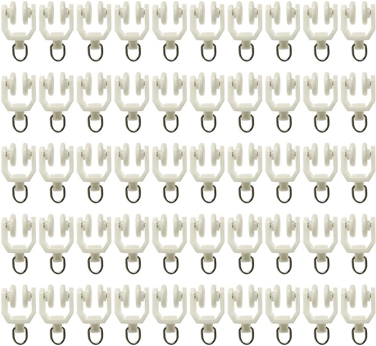 Roller gordijn pulleys 50 stuks - plastic wit - 360° draaibaar - voor het soepel ophangen van gordijnen - SnelShoppen
