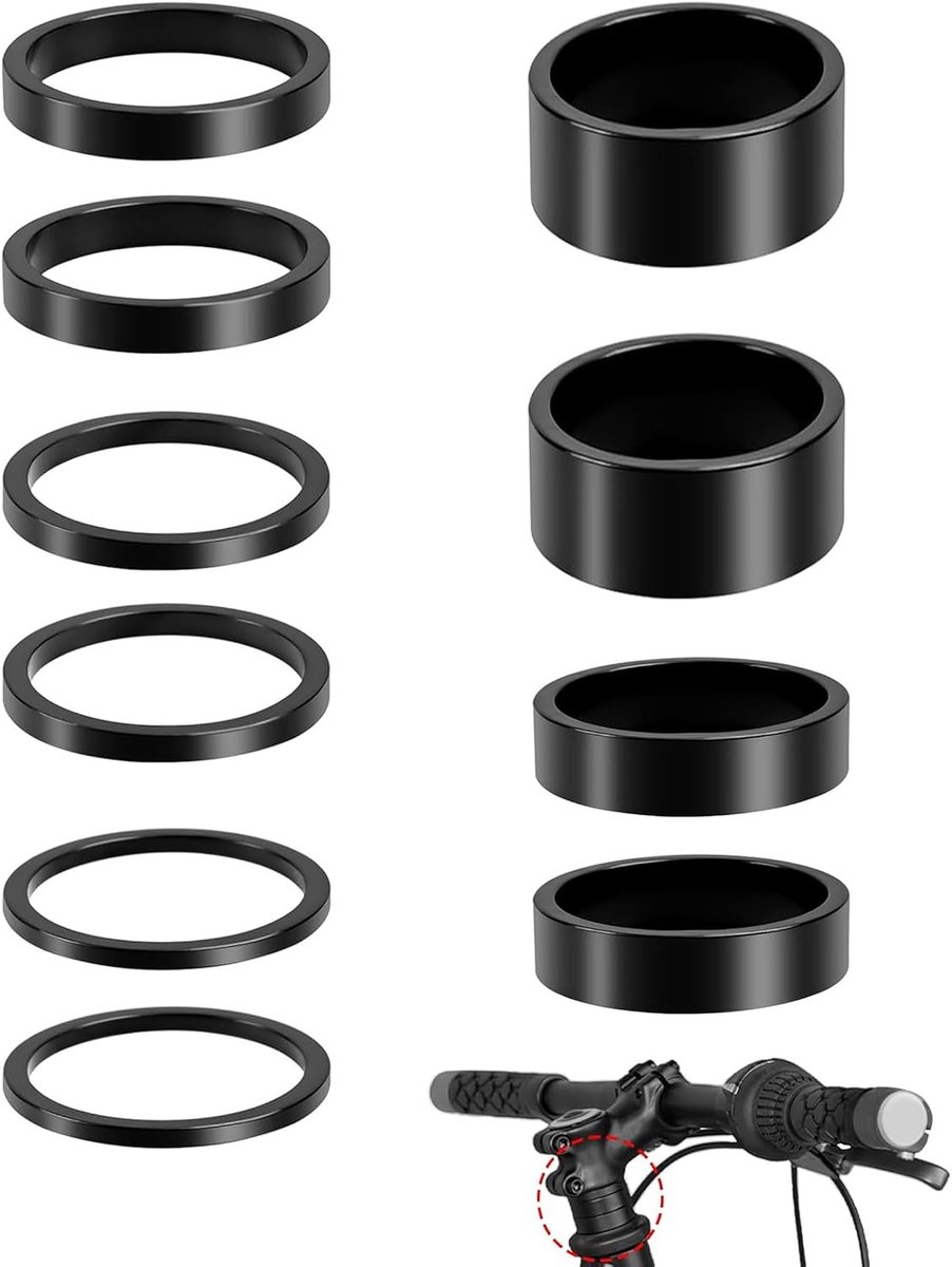 10 Pcs 28.6mm Stem Spacers Bicycle Ahead, 2/3/5/10/20mm Aluminium Handlebar Spacers for Bikes, Compatible with Road - ShopVlot