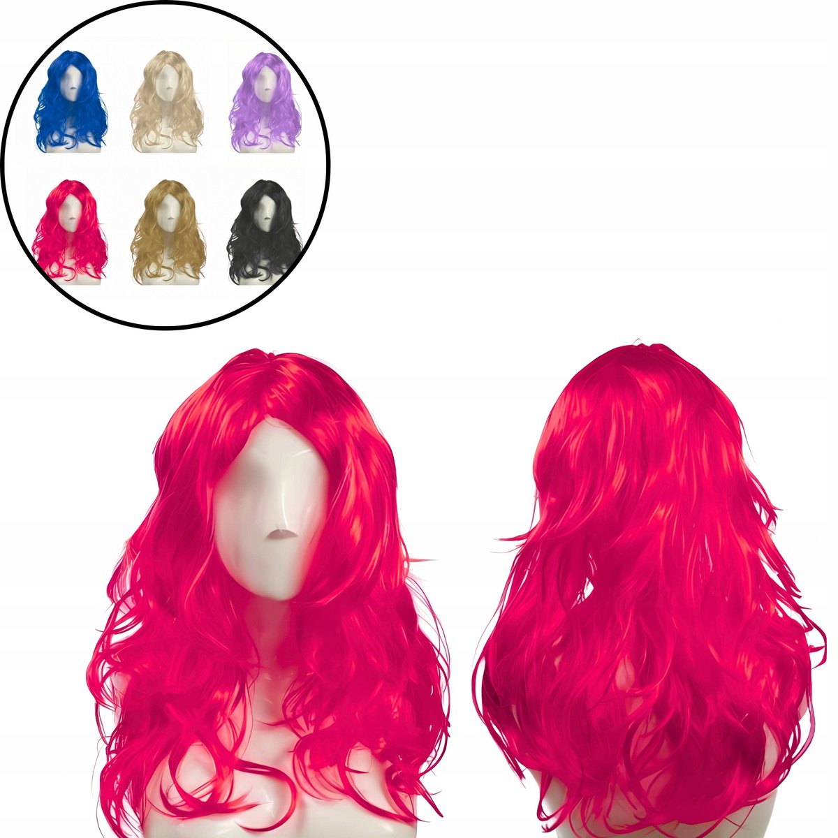Damespruik Lang Goud synthetisch haar 60cm - Diverse kleuren